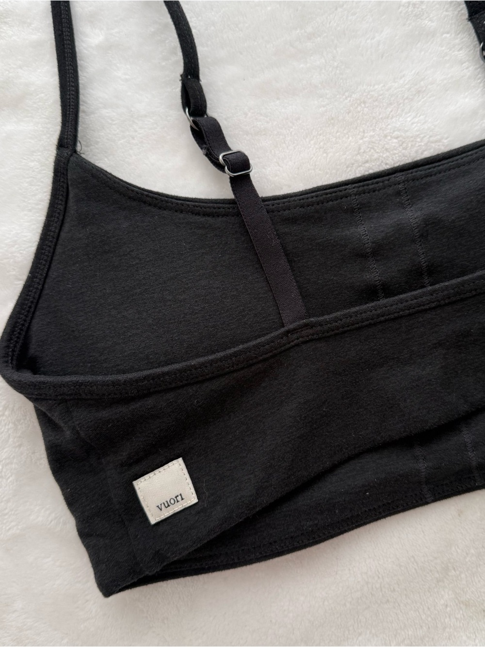 Vuori Halo Essential Bra Small in Black Heather Minimal Coverage Secure Fit - Picture 6 of 8